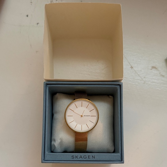 Skagen Karolina Gold-Tone Mesh Band Watch - Picture 1 of 6